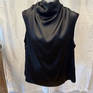 Chic Black Satin Sleeveless Blouse